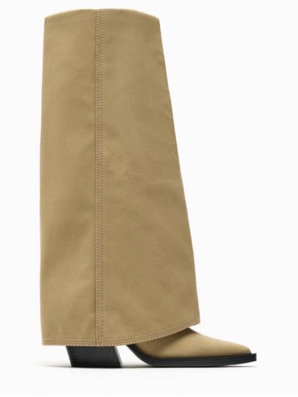 Taupe Beige Knee-High Gaiter Pointed Toe Boots